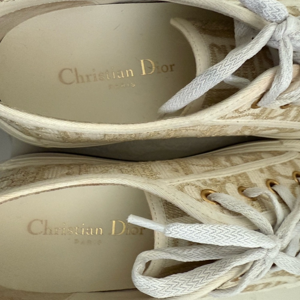 $1200 DIOR Walk’n’Dior Platform Sneaker Gold-Tone Dior Oblique Size 38 - Picture 11 of 16